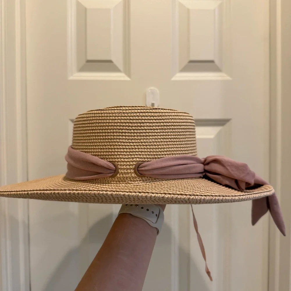 San Diego Hat Straw Gondolier Hat with Scarf Bow - Picture 3 of 4